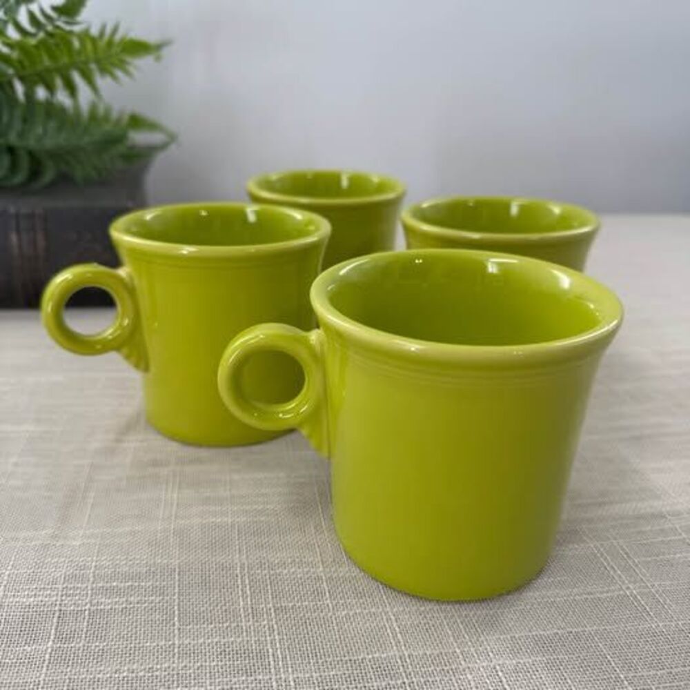 Fiestaware set of 4 O Ring Handle Mugs Coffee Cups Chartreuse
